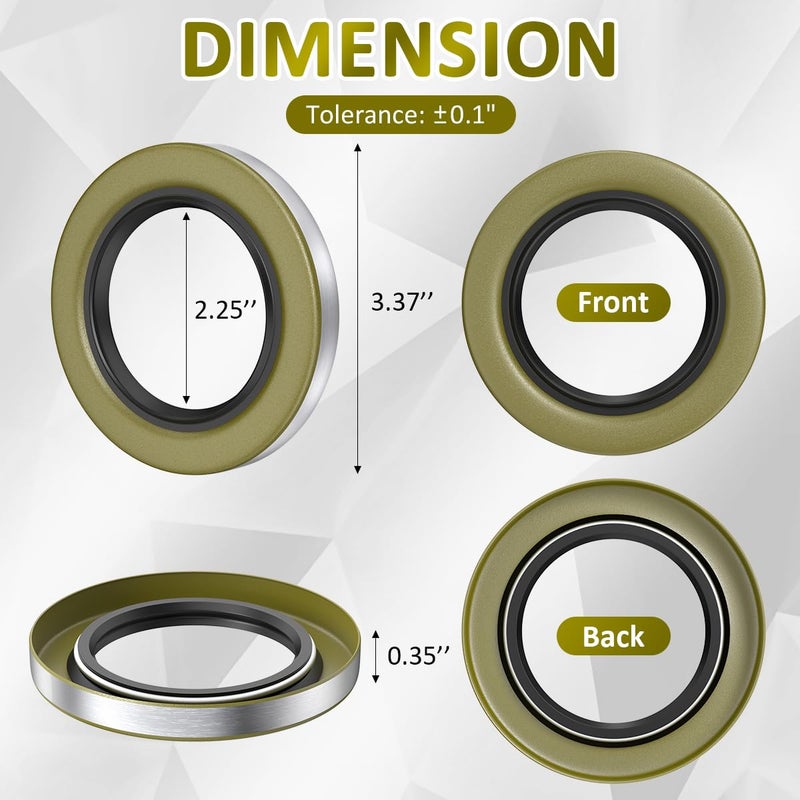 Fugedox 22333TB Double Lip Seals 2.250'', 3.371'' for 5200-7000lb Trailer Axles D42 Spindle (Qty 4) Replaces Dexter 10-36 Transcom 22333TB National 452920/482920 NOK AD3135E1/AD3135E0 - Image 3